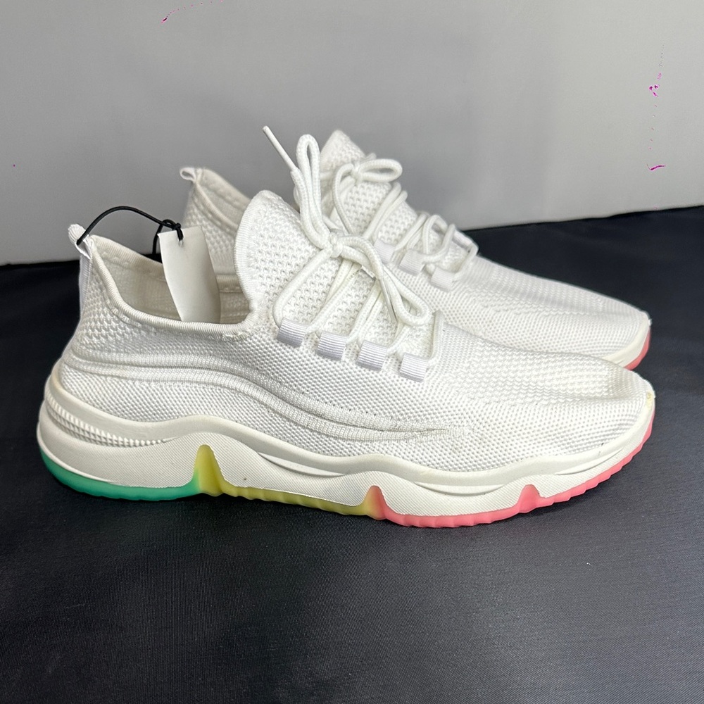 Epicstep Women's White Sneakers with Colorful Sole